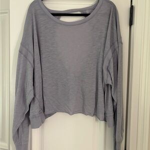 FP Movement by Free People Gray Oversized Cropped Sweatshirt